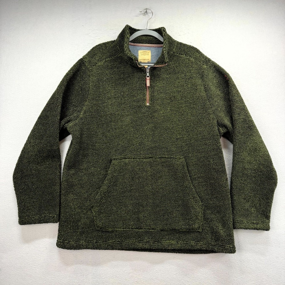 Telluride Clothing Sweater Mens XL Green Cozy Textured Sherpa 1/4 Zip Pullover
